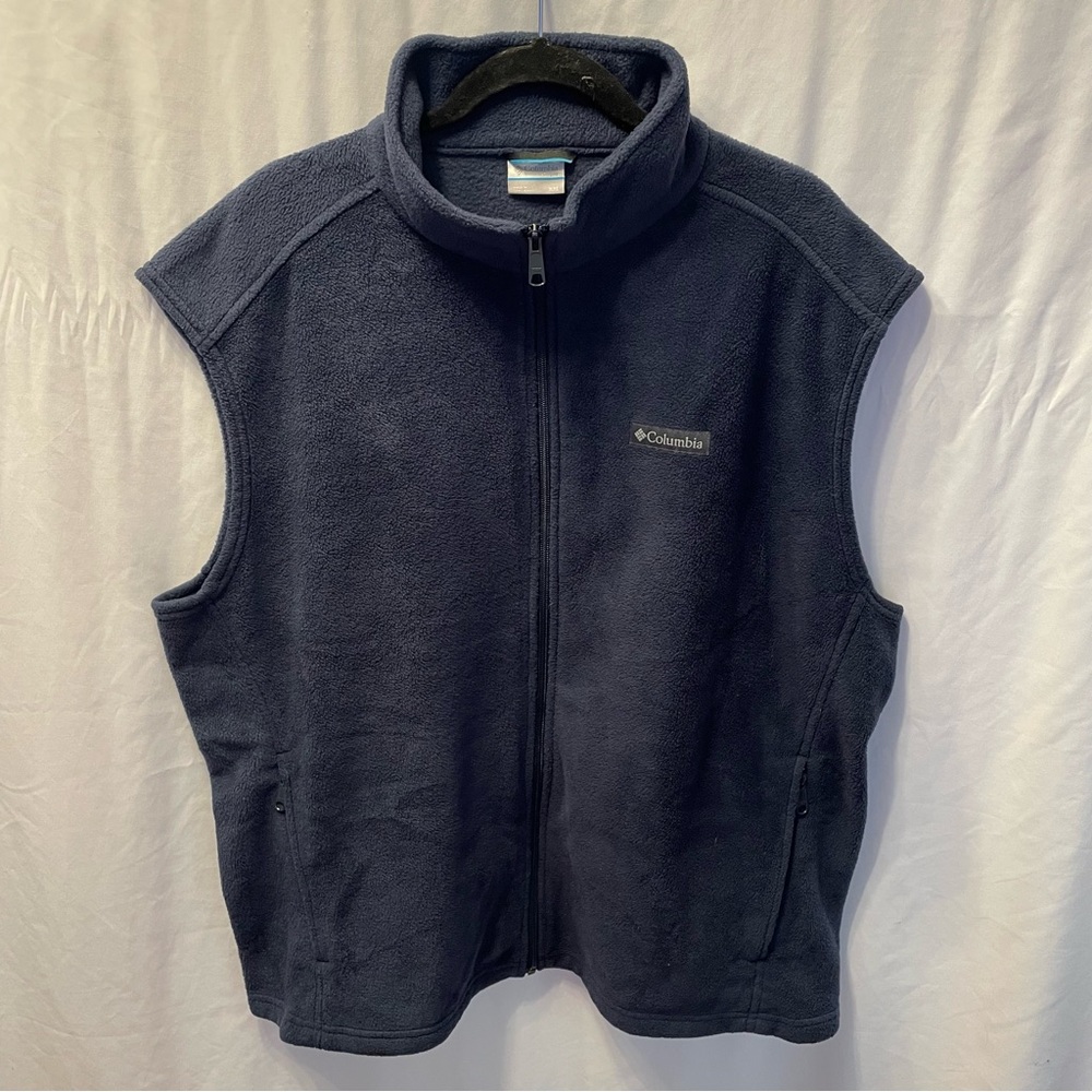 Columbia Fleece Vest Men's XXL Pockets Full Zip Outdoor Sleeveless Hiking Layer‎
